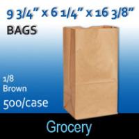1/8 Brown Grocery Sacks (9 3/4 X 6 1/4 X 16 3/8)